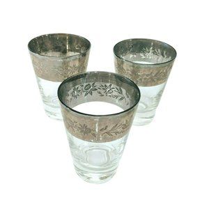 Vintage Dorothy Thorpe Mid Century Modern Silver Faded Whiskey Shot Glasses